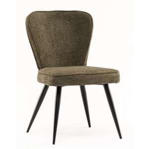 Finn Boucle Fabric Dining Chair In Olive - UK