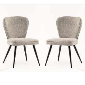 Finn Grey Boucle Fabric Dining Chairs In Pair - UK