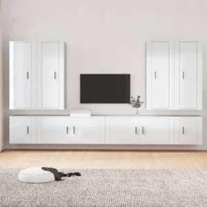 Finn High Gloss Living Room Furniture Set In White
