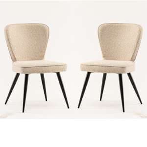 Finn Linen Boucle Fabric Dining Chairs In Pair - UK