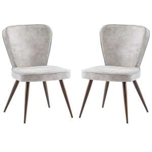 Finn Pearl Velvet Fabric Dining Chairs In Pair - UK