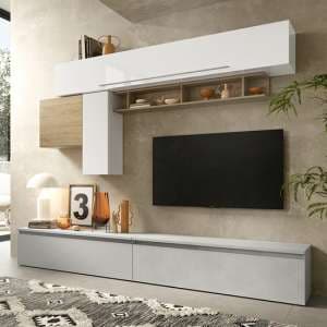 Finn High Gloss Entertainment Unit In Biancol Gesso And Cadiz - UK