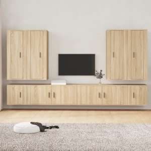 Finn Wooden Living Room Furniture Set In Sonoma Oak