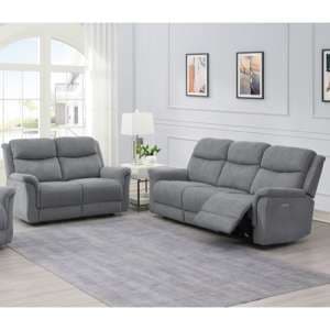 Fiona Fabric Electric Recliner 2 + 3 Seater Sofa Set In Grey - UK