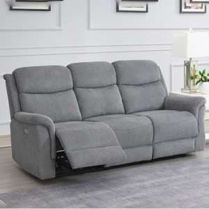 Fiona Fabric Electric Recliner 3 Seater Sofa In Grey - UK