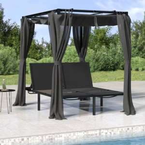 Fiona Steel Double Sun Lounger With Curtains In Anthracite - UK