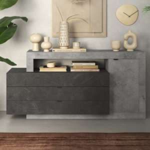 Fiora Sideboard With 1 Door 3 Drawers In Lead And Cement - UK
