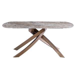 Fiora Sintered Stone Dining Table Rectangular In Brown - UK