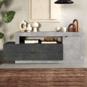 Fiora TV Stand With 1 Door 2 Drawers in Lead And Cement - UK