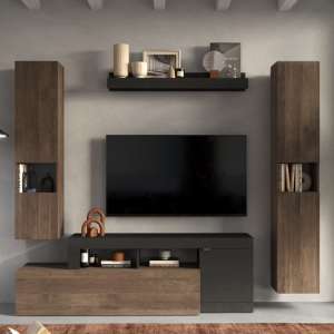 Fiora Wooden Living Room Furniture Set In Lava And Mercure