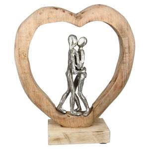 First Kiss Aluminium Sculpture In Silver With Wooden Frame