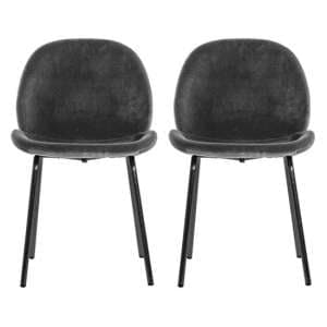 Flanaven Dark Grey Velvet Dining Chairs In A Pair - UK