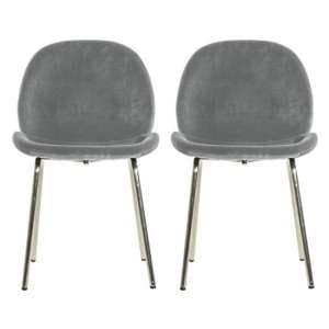 Flanaven Light Grey Velvet Dining Chairs In A Pair - UK
