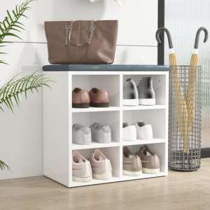 Fleta High Gloss Shoe Storage Bench With 6 Shelves In White - UK