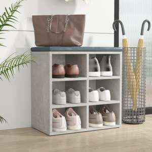 Fleta Shoe Storage Bench With 6 Shelves In Concrete Effect - UK