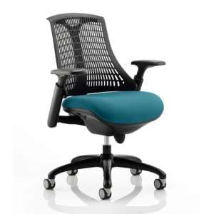 Flex Task Black Back Office Chair With Maringa Teal Seat