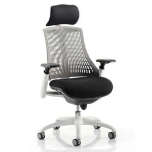 Flex Task Headrest Office Chair In White Frame With Grey Back