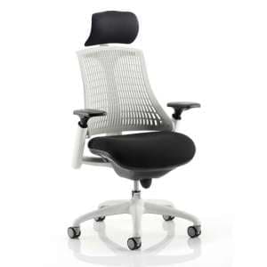 Flex Task Headrest Office Chair In White Frame With White Back