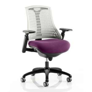 Flex Task White Back Office Chair With Tansy Purple Seat