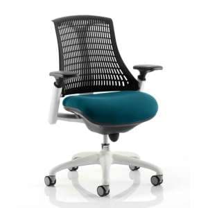Flex Task White Frame Black Back Office Chair In Maringa Teal - UK