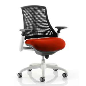 Flex Task White Frame Black Back Office Chair In Tabasco Red - UK