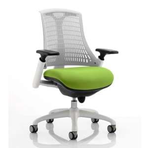 Flex Task White Frame White Back Office Chair In Myrrh Green - UK