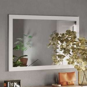 Flint Wall Mirror With White High Gloss Wooden Frame - UK