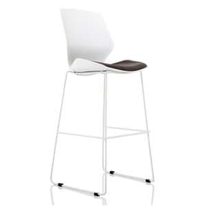 Florence Fabric High Office Stool In Grey With White Frame
