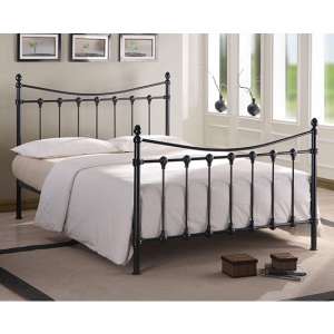 Florida Vintage Style Metal Small Double Bed In Black