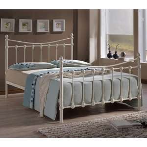 Florida Vintage Style Metal Small Double Bed In Ivory