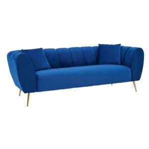 Florina Upholstered Velvet 3 Seater Sofa In Midnight Blue - UK