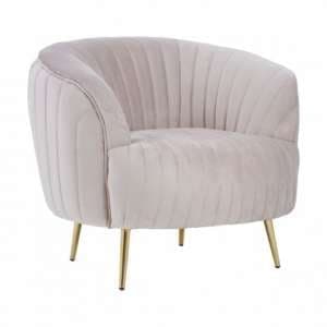 Florino Upholstered Velvet Armchair With Gold Legs In Mink - UK