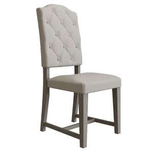 Floyd Wooden Buttoned Back Dining Chair In Grey Oak
