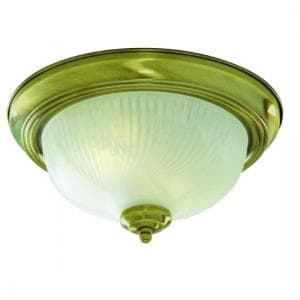 Flush Light In Antique Brass With Opal Glass Diffuser