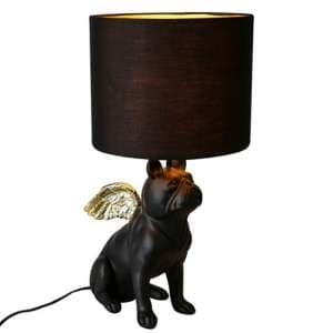 Flying Bully Dog Table Lamp In Black And Gold - UK