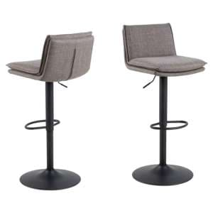 Flynt Light Grey Fabric Bar Chairs In Pair - UK