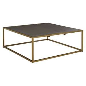 Fomalhaut Wooden Coffee Table With Gold Metal Frame In Brown - UK