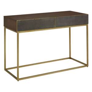 Fomalhaut Wooden Console Table With Gold Metal Frame In Brown - UK