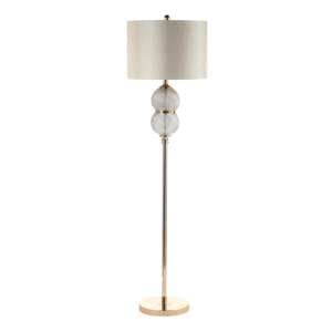 Fontana Cream Linen Shade Floor Lamp With Clear Silver Glass Base - UK