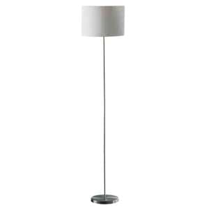 Formito White Fabric Shade Floor Lamp With Stainless Steel Base - UK