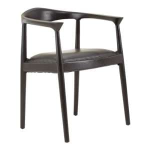 Formosa Black Leather Accent Chair With Wooden Frame