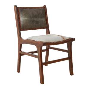 Formosa Natural Leather Dining Chair In Wooden Brown Frame