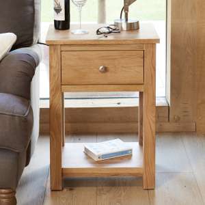 Fornatic Wooden Lamp Table In Mobel Oak With 1 Drawer - UK
