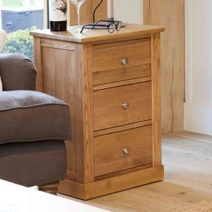 Fornatic Wooden Lamp Table In Mobel Oak With 3 Drawers - UK