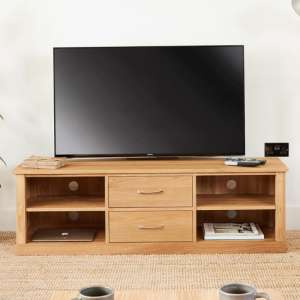Fornatic Wooden TV Stand In Mobel Oak With 2 Drawers 2 Shelves - UK
