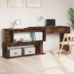 Fowey Wooden Laptop Desk Corner In Smoked Oak - UK