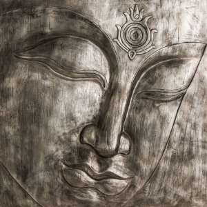 Francesca Small Metal Buddha Wall Plaque In Antique Silver