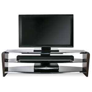 Francian Black Glass TV Stand With Black Wooden Frame
