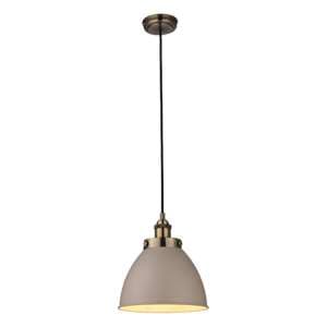 Franklin Small Ceiling Pendant Light In Taupe And Antique Brass - UK