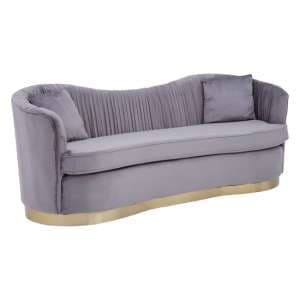 Franzo Upholstered Velvet 3 Seater Sofa In Pleated Grey - UK